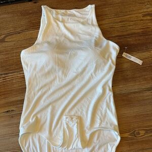 NWT Soma white body rib high neck bodysuit Small